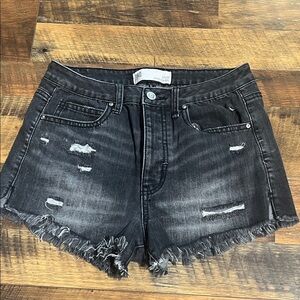 RSQ Distressed Black Denim Women's Jean Shorts